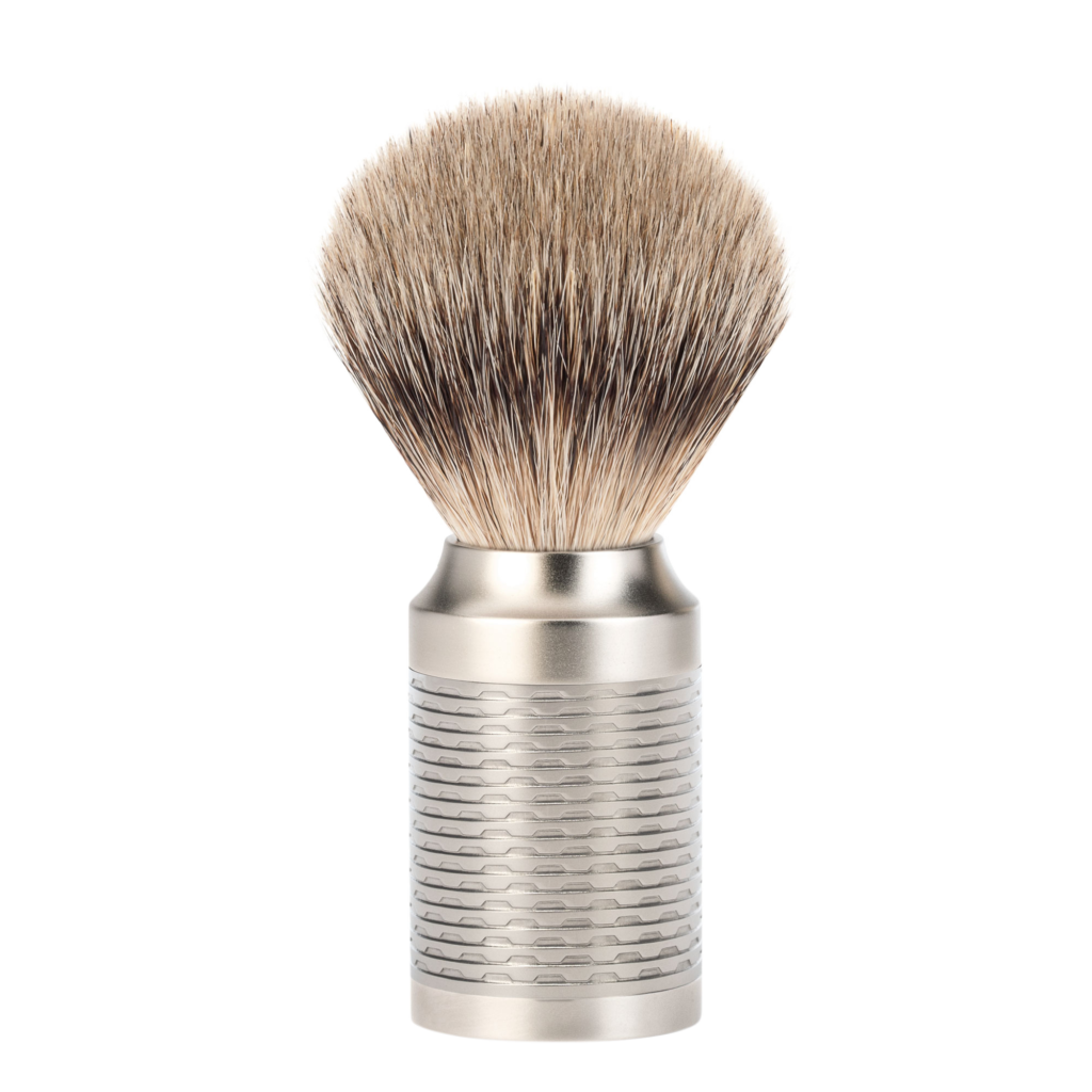 MÜHLE rocca pure stainless steel shaving brush silvertip badger
