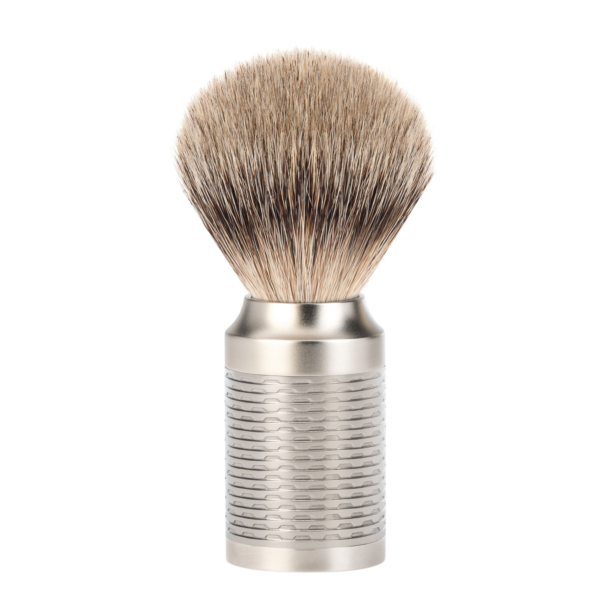 MÜHLE rocca pure stainless steel shaving brush silvertip badger