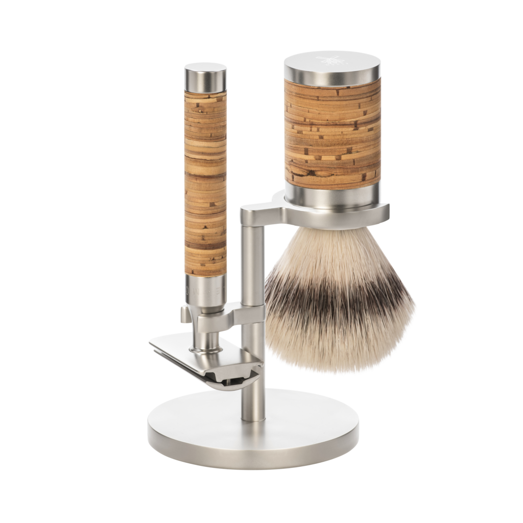 Mühle Rocca shaving set with birch bark and stainless steel